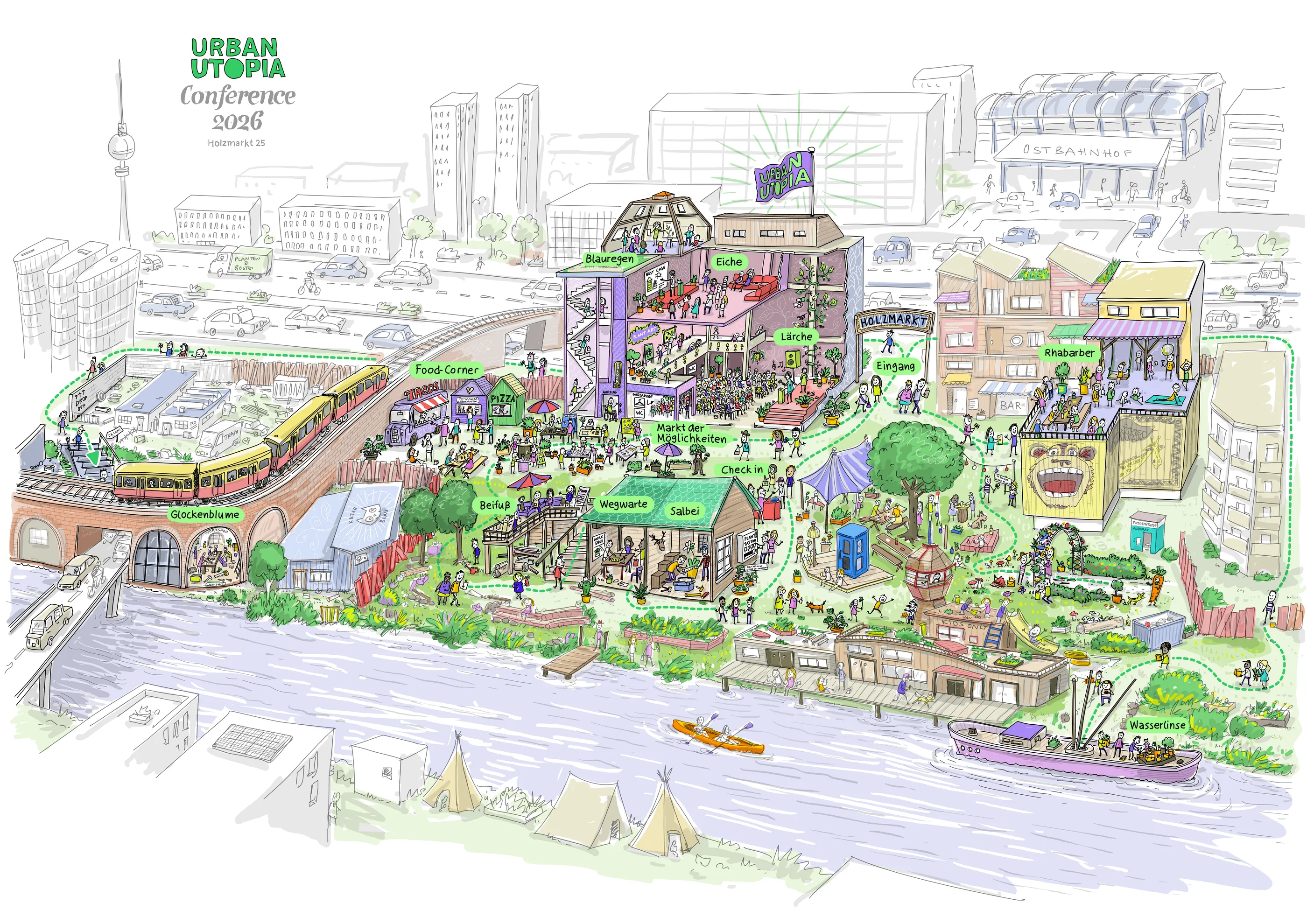 Illustrierter Geländeplan des Holzmarkt 25